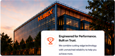 Nubex building at sunset